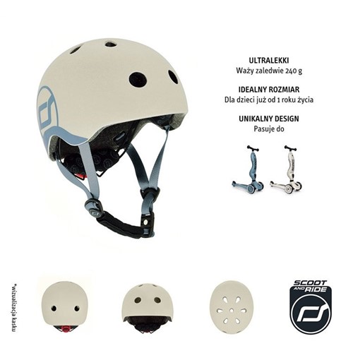 SCOOTANDRIDE Kask dla dzieci 1-5  Ash XXS-S