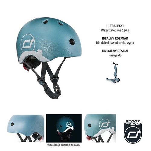 SCOOTANDRIDE Kask dla dzieci 1-5  Steel Dog xxs-s