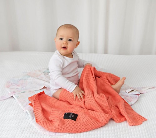 Lullalove Bambusowy koc - coral  80x100