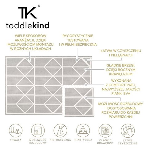 TODDLEKIND Mata do zabawy piankowa Nordic Grey