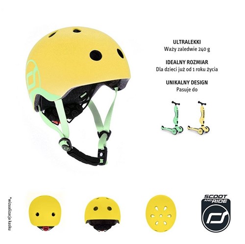 SCOOTANDRIDE Kask dla dzieci 1-5 lat Lemon XXS-S