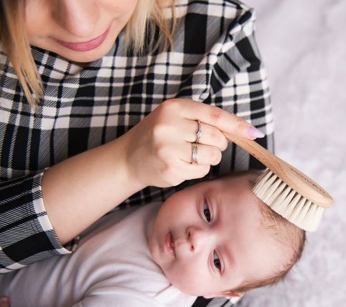 Lullalove szczotka z koziego włosia z myjką romby