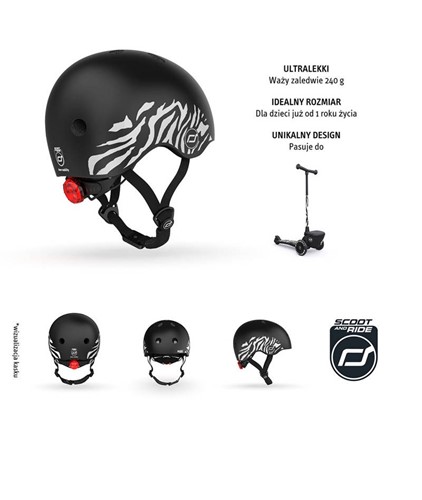 SCOOTANDRIDE  Kask XXS-S dla dzieci 1-5 lat Zebra