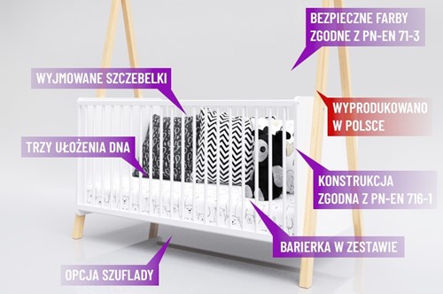 Piętrus łóżeczko Tipi 140x70 tapczanik z szufladą