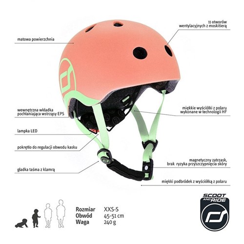 SCOOTANDRIDE Kask dla dzieci 1-5 lat Peach XXS-S