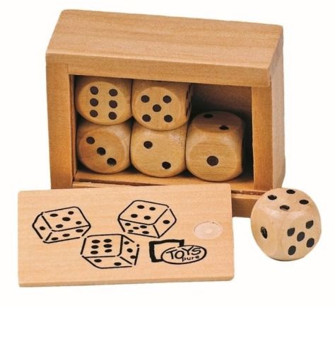 Goki Drewniane pudełko i 6 kości do gry
