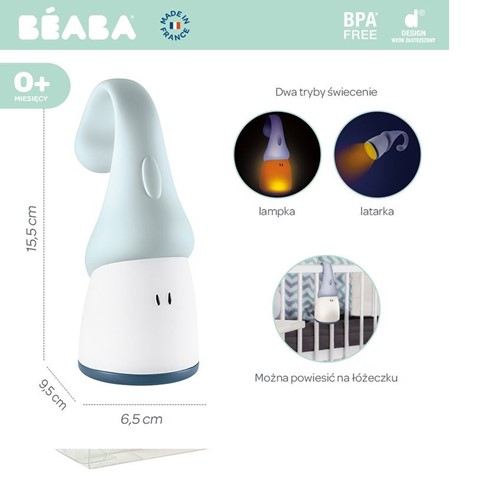 Beaba Lampka LED przenośna z latarką Pixie Blue