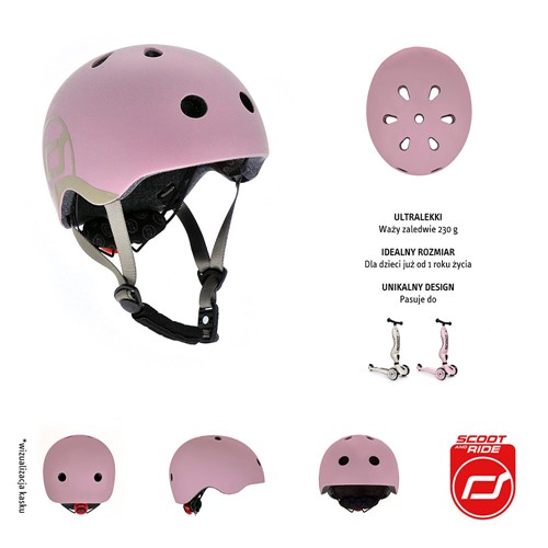 SCOOTANDRIDE 2w1 Jeździk hulajnoga i kask Rose