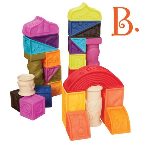 B. Toys miękkie klocki dla niemowląt - Elemenosqueeze duży zestaw 26 elementów