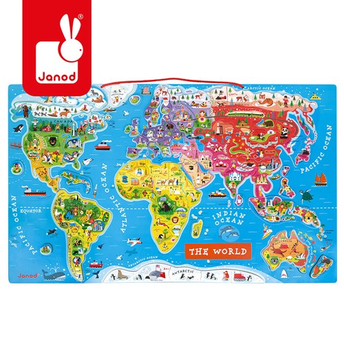 Janod PUZZLE magnetyczne mapa świata z nazwami w języku angielskim