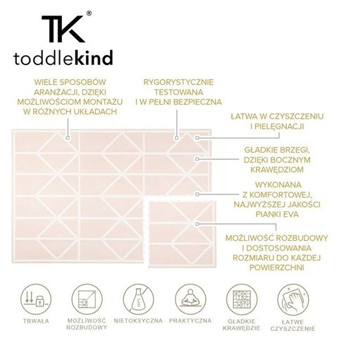 TODDLEKIND Mata do zabawy piankowa Nordic Pink