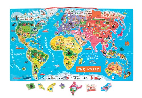 Janod PUZZLE magnetyczne mapa świata z nazwami w języku angielskim