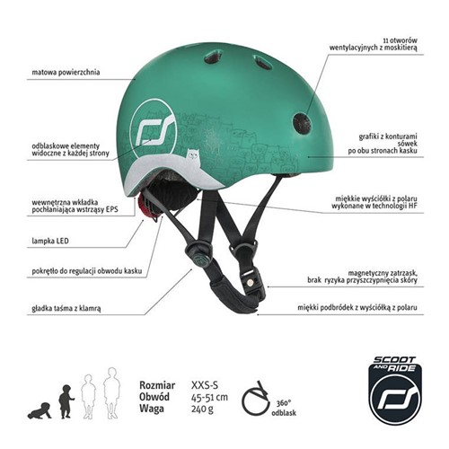 SCOOTANDRIDE Kask dla dzieci 1-5 Forest Owl xxs-s