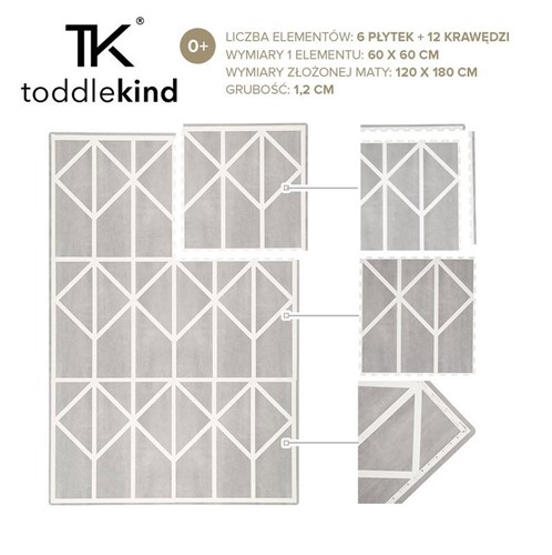 TODDLEKIND Mata do zabawy piankowa Nordic Grey