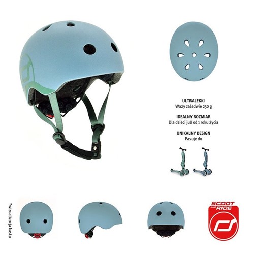 SCOOTANDRIDE Kask dla dzieci 1-5 lat Steel