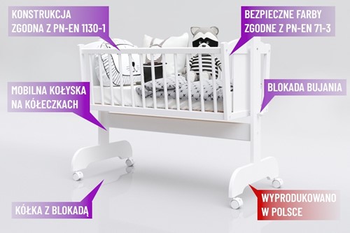 Piętrus kołyska EccoANimals biała 90x40