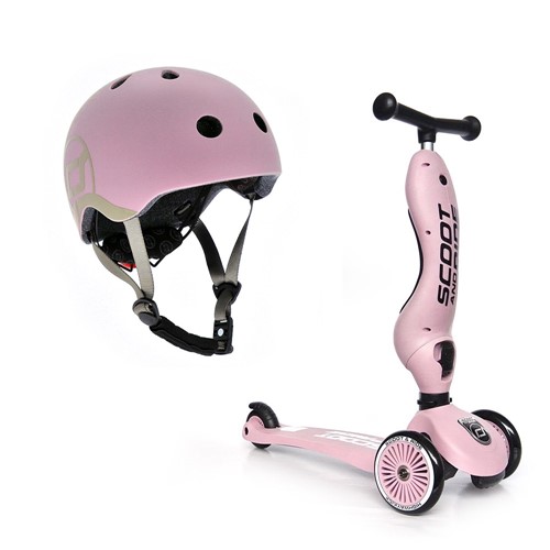 SCOOTANDRIDE 2w1 Jeździk hulajnoga i kask Rose