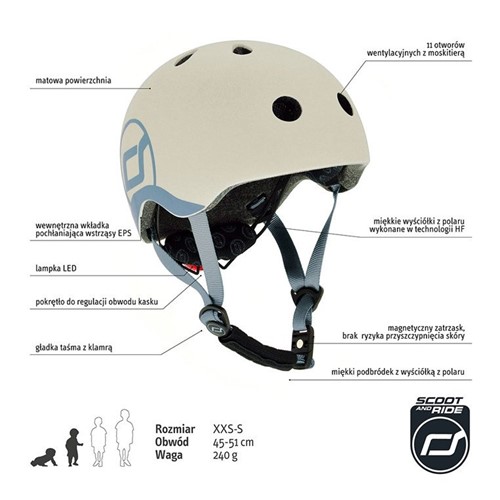 SCOOTANDRIDE Kask dla dzieci 1-5  Ash XXS-S