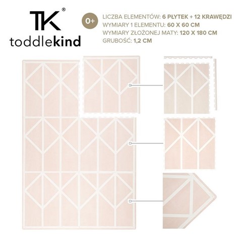 TODDLEKIND Mata do zabawy piankowa Nordic Pink