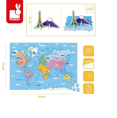 Janod Puzzle edukacyjne z figurkami 3D Cuda świata