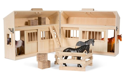 Heze zagroda z konikami - zabawka drewniana stajnia dla koni