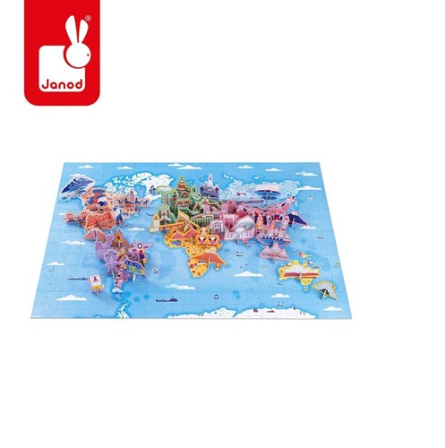 Janod Puzzle edukacyjne z figurkami 3D Cuda świata