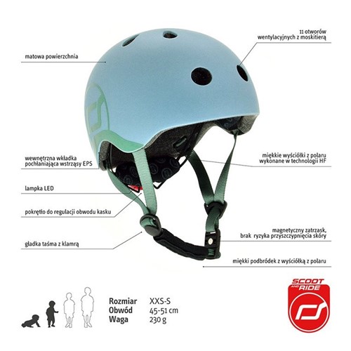 SCOOTANDRIDE Kask dla dzieci 1-5 lat Steel