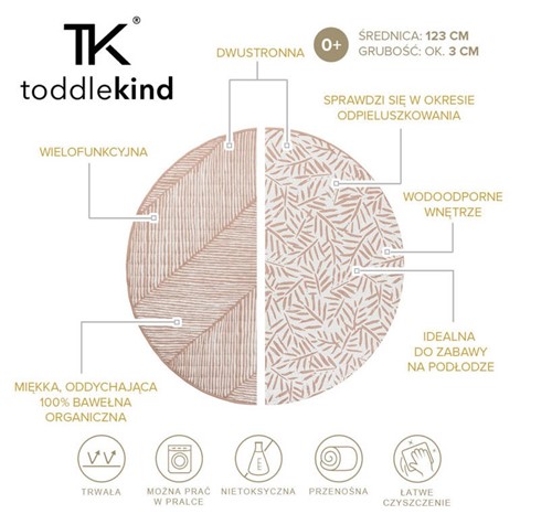 TODDLEKIND Mata do zabawy z bawełny org. Sea Shell