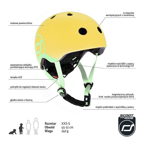 SCOOTANDRIDE Kask dla dzieci 1-5 lat Lemon XXS-S