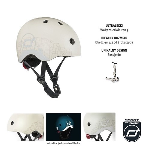 SCOOTANDRIDE Kask dla dzieci 1-5 Ash Bear xxs-s