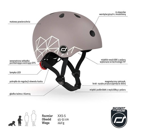 SCOOTANDRIDE Hulajnoga + kask XXS-S Brown Lines