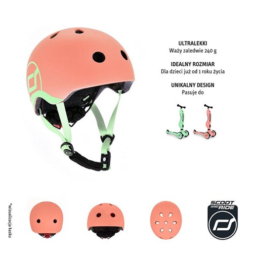 SCOOTANDRIDE 2w1 Jeździk hulajnoga i kask peach