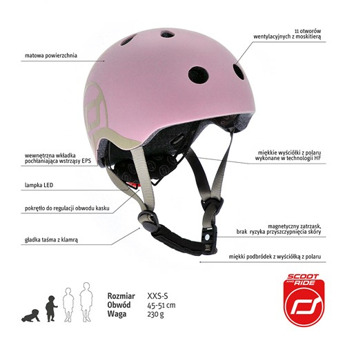 SCOOTANDRIDE 2w1 Jeździk hulajnoga i kask Rose