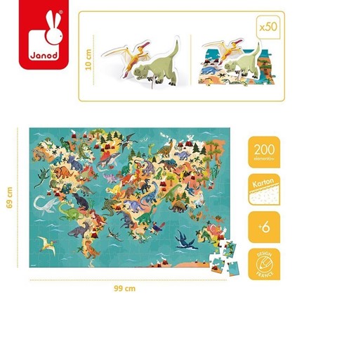 Janod Puzzle edukacyjne z figurkami 3D Dinozaury