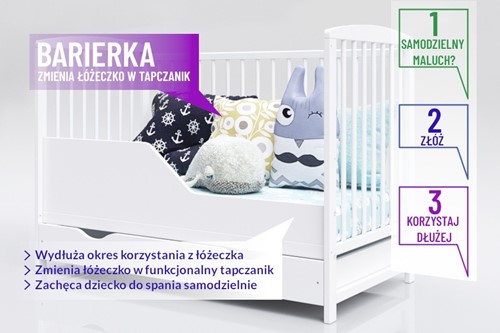 Pietrus łóżeczko drewniane Kacper 120X60 białe