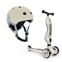 SCOOTANDRIDE 2w1 Jeździk hulajnoga i kask Ash