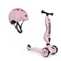 SCOOTANDRIDE 2w1 hulajnoga i kask odblask Rose