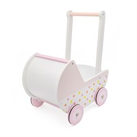 Heze różowy drewniany wózek dla lalek